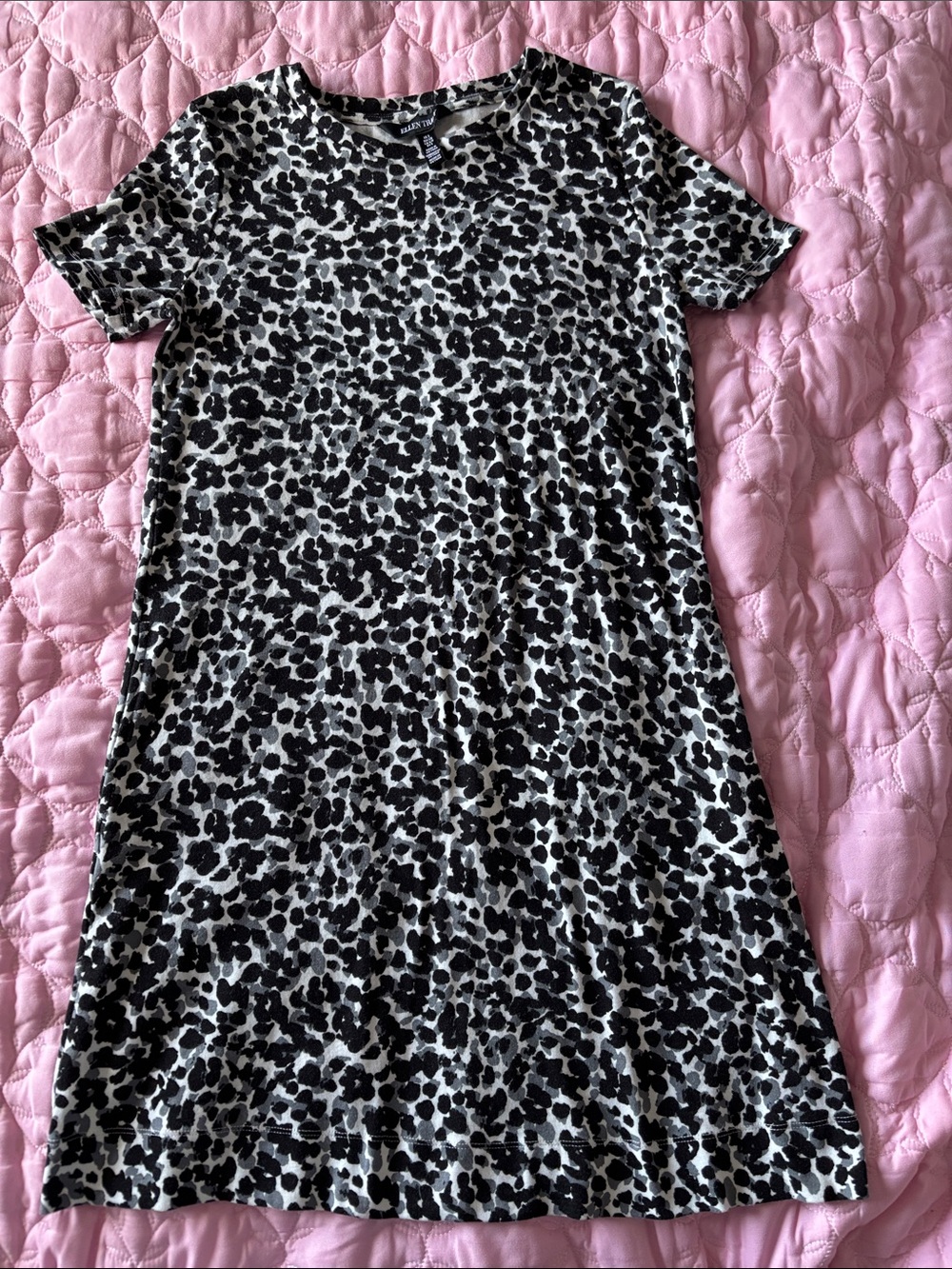 Ellen Tracy Black and White Leopard Print Mini Dress